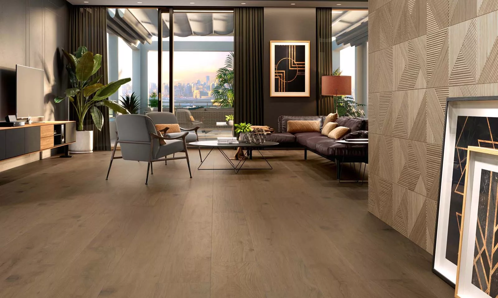 Keramische tegels met parketlook in woning